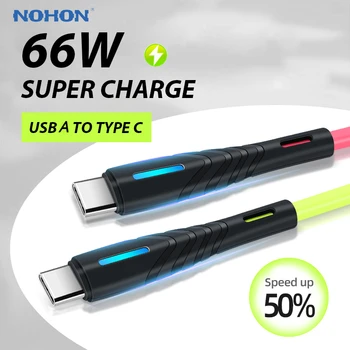 NOHON 66W LED осветление USB C кабел Soft TPE C-тип кабел за бързо зареждане за Xiaomi Samsung PD тип C зарядно устройство