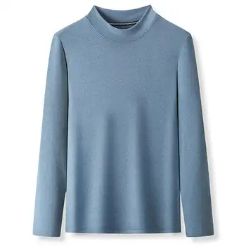 Soft удобни дълъг ръкав отгоре мъже дълъг ръкав плътен цвят отгоре стилен мъжки основен водолазка пуловер тънък годни за елегантен