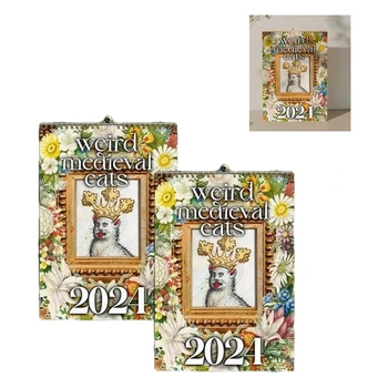 Странни средновековни котки Календар 2024 Календар Висящ за офис Начало Подаръчна хартия с покритие