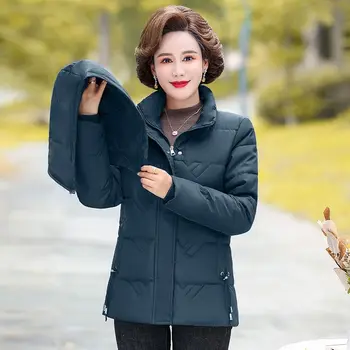 2023 Нова есен зима жени памучно яке подплатени случайни тънък палто с качулка Parkas Puffer ватирани топло палто L74