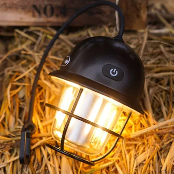 LED къмпинг лампа ретро висяща палатка лампа преносим безстепенно затъмняване къмпинг светлина водоустойчив акумулаторна аварийна светлина фенер