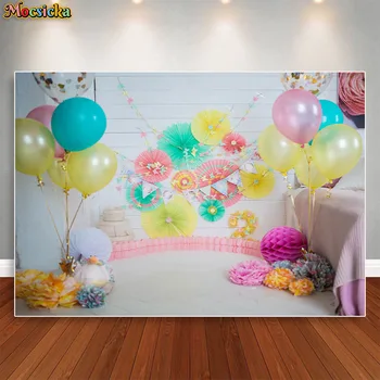 1st бебе рожден ден декорация фотография декори знак деца светлини многоцветни цветя балони парти фото фонове