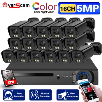 5MP 16PCS CCTV камера пълноцветна нощна визия 16CH DVR система за охранителна камера XMEYE видео наблюдение AHD система комплект 8CH