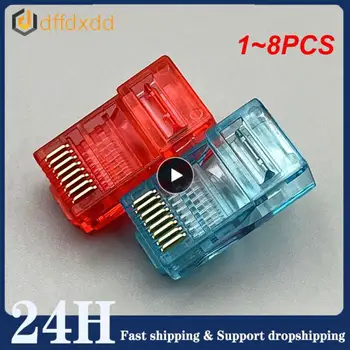  1 ~ 8PCS Ethernet кабели модул щепсел мрежов конектор RJ-45 кристални глави Cat5 цвят Cat5e позлатен кабел