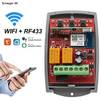 Tuya Smart Life Wifi Smart Switch Универсален RF гараж Gate Door Opener Controller 433mhz 7-250V 2-канален външен приемник