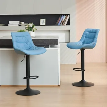 Kidol & Shellder бар столове комплект от 2 кухненски остров регулируеми брояч височина бар столове модерен изкуствена кожа въртящи бар столове