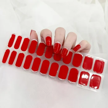 UV полу излекуван гел стикери за нокти полски нокти обвива пълен капак стикер многоцветни ваденки ленти за нокти DIY маникюр декор жена