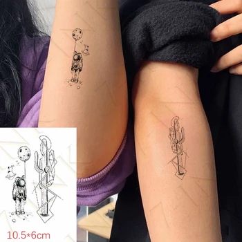 Водоустойчив временен стикер за татуировка Ins Планета астронавт тотем вълк флаш Tatoo фалшив Tatto ръка крак китката крак ръка за мъже жени