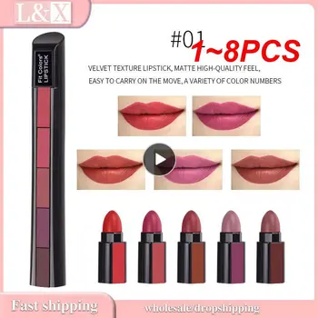 1~8PCS Fit Colors Matte 5-color Lipstick Velvet Lip Stick Non-stick Lip Gloss Long Lasting Waterproof Sexy Red Lipstick Lip