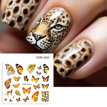 Леопард печат нокти изкуство стикери френски нокти стикери пеперуда нокти ваденки зебра геометрични устни нокти дизайн DIY нокти декорации