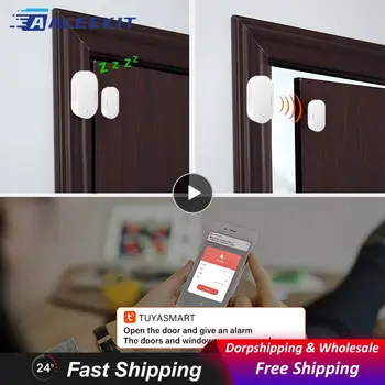 1 ~ 8PCS Google Home Door Detectors Alexa Smart Security Alarms Remote Monitoring Tuya Smart Door Window Magnetic Sensor Zigbee