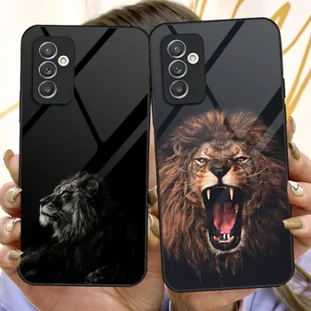 Animal Lion телефон случай за Samsung S30 S23 S21 S20 S22 S9 S8 S10E бележка 20 10 Pro Ultra Plus стъкло дизайн заден капак