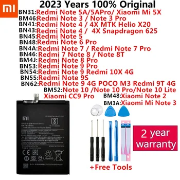 100% оригинална батерия Xiaomi Redmi Hongmi MI Забележка 2 3 4 4X 5A 5X 6 7 8 8T 9 9S 9T 10 10X 4G CCP Pro Lite Телефонни батерии Bateria