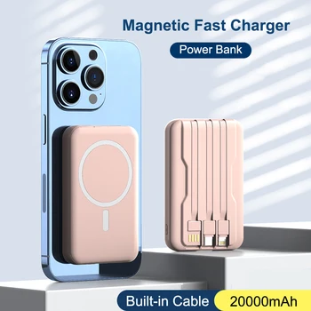 20000mAh Магнитна безжична банка за захранване Портативно безжично зарядно устройство за iPhone 15 14 13 12 Магнитна банка за захранване Външна батерия