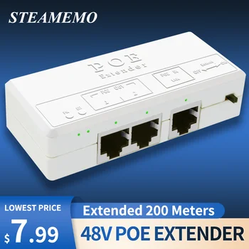 STEAMEMO 2 порт POE удължител 350 метра 100Mbps активен POE ретранслатор IEEE802.3AF / AT стандарт за POE камера обратен POE превключвател