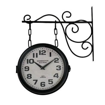 1 парче винтидж метален двустранен стенен часовник, подходящ за декорация на стена, коледен подарък (батериите не са включени)
