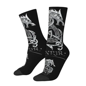 Viking Fenrir чорапи за жени и мъже, чудовище вълк на скандинавските Myenson екипажа чорапи, лято, есен, зима, моден печат