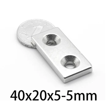  пръстен магнитен 40x20x5-5mm двоен отвор 5mm N35 блок зенкеровани неодимов магнит мощни силни магнити 40 * 20 * 5-5mm