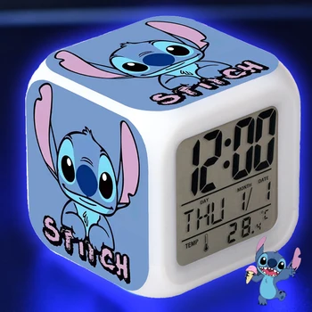 Disney Stitch будилник нарастващ LED цвят промяна цифрова светлина PVC Lilo & Stitch карикатура фигура играчки за детски рожден ден