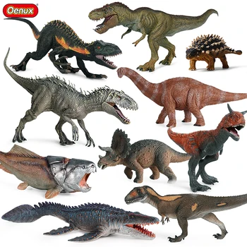 Oenux симулация праисторически юрски динозаври Indominus Rex Triceratops Mosasaurus животни модел екшън фигури деца играчка подарък