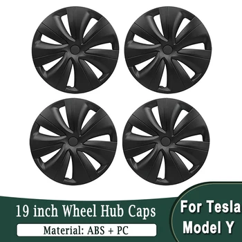 За Tesla Model Y 2021-2023 4Pcs 19 инчови капачки на главините на колелата Декоративен защитен капак Части за външна модификация на автомобилни гуми