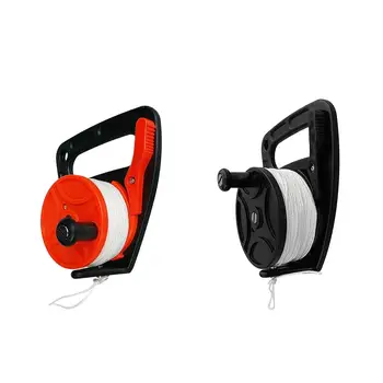 Heavy Duty Orange Plastic Scuba Diving Multi Purpose Wreck Cave Dive Reel with Handle and 150ft Nylon Line, Thumb Stopper