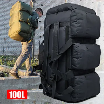 Супер голям капацитет 100L раница мъже открит водоустойчив къмпинг чанта за съхранение палатка балдахин военни тактически пътуване чанта чанта чанта