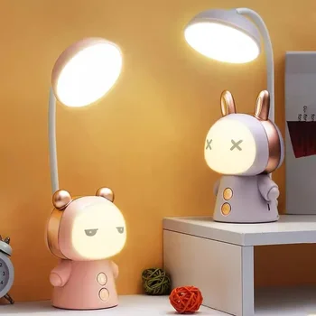 сладък LED настолна лампа преносима нощна нощна светлина USB акумулаторна димируема учебна настолна лампа за четене на работа детски подарък за рожден ден