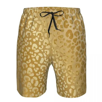 Мъжки плувни шорти Бански костюми Златен леопард Фон Мъже Куфари Бански Плажно облекло Бордови шорти