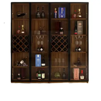 Четири врати без осветление Лек луксозен шкаф за вино от висок клас модерна минималистична стъклена врата Nordic етаж страничен шкаф BAR SHELF