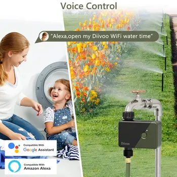 Diivoo Multi Zone Garden WiFi таймер за вода Wifi Автоматичен контролер за капково напояване Воден клапан Градина Автоматична поливна система