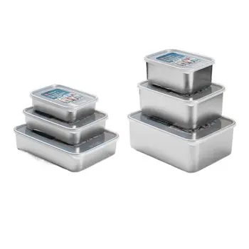 Неръждаема стомана открит къмпинг открит прибори за хранене правоъгълна запечатана кутия прясно съхранение кутия студено съхранение кутия обяд кутия