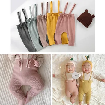 Бебешки панталони Клинове Памучни еластични панталони за новородено момиче и момче PP панталони Гащеризони с бебешка каишка Дрехи за бебета за малки