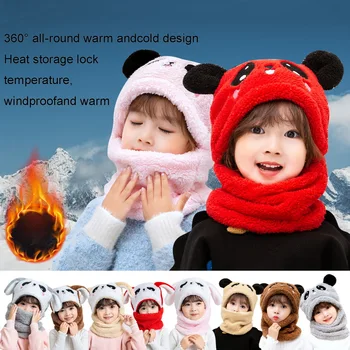Карикатура шапка за момичета момчета шал сгъстяване капачка новородено фотография двойно руно бебе неща зимни деца шапка детски шапки