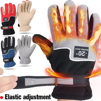Зимни полярни руно топли ръкавици за мъже жени на открито ски колоездене пет пръста ръкавици с плюшена удебеляване водоустойчива ръкавица