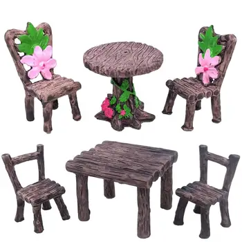 3бр Мода Домашен декор Аксесоари за кукли Градински мебели Орнамент Микро пейзаж маса и столове Мини миниатюра