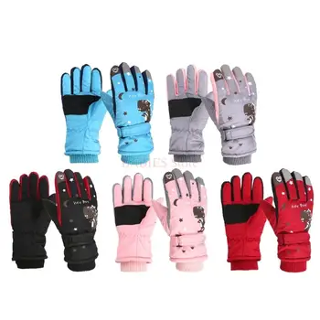 C9GB Ски ръкавици с динозавърски принт Детски ски ръкавици Топли ръкавици за възраст 6-10 години