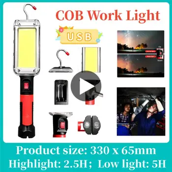 USB акумулаторна COB работна светлина преносима LED фенерче 18650 регулируема водоустойчив магнит кука клип къмпинг фенер