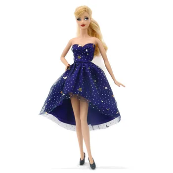 Кралско синьо звезда пайети рокля за кукла Барби дрехи екипировки парти рокля ръчна изработка 1:6 кукли аксесоари детски играчки