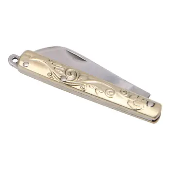 Ретро ключодържател малък джоб сгъваема папка нож 8 см месинг ключодържател