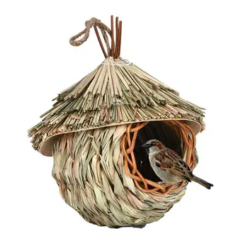 Колибри гнездо къща естествена тръстика трева птица хижа ръчно тъкани екологични птици клетки ръчно изработени хижа за птица любовник подаръци