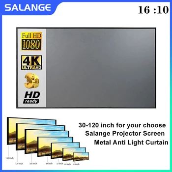 Salange проектор екран 16:10 30-120 инчов анти-светлина завеса преносим отразяващ плат плат плат 3D HD за дома открит офис