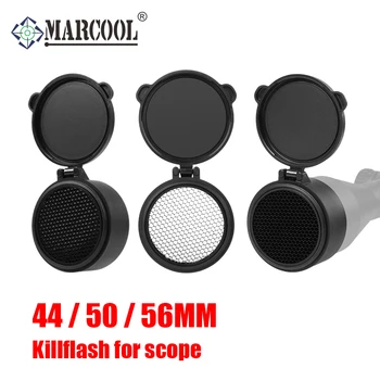 Marcool Tactical KillFlash Lens Caps for Riflescope 44/50/56mm Optical Hunting Sight Sunshade Mesh Honeycomb Filp-up Cover