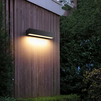 Водоустойчива външна стенна лампа LED Дълга стенна лампа AC110V 220V IP65 Алуминиева светлина Garden Villa веранда светлина стена миене светлина