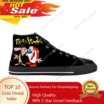 Покажи аниме карикатура Stimpy манга комикс игра Ren случайни платнени обувки високо отгоре удобни дишащи 3D печат мъже жени маратонки